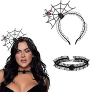 CMJSGG 1 Set Halloween Spider Headband Halloween Costume Cosplay Accessories Spider Web Hair Band for Women Men Kids Halloween Party Masquerade Hair Hoop (Black)