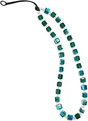 FSSTUD Square Beaded Mobile Phone Lanyard Phone Charm Wrist Strap Bling Crystal Bead Strap Phone Chain String Bracelet Keychain Wristlet for Women Girls