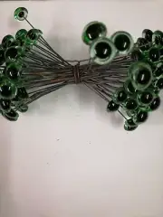 BULK BUY 50 x PAIRS 13/14mm GREEN GLASS TEDDY EYES ON WIRES