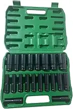1/2" Drive Deep Impact Socket Set CR-V Steel Metric Sockets Long 20PCS 8-32MM (20, Green)