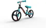Ride-ezy Go Balance Bike - Glo Black/Celeste Green | 2.75kg Lightweight 10" Wheel Trainer for Kids | Learn Balance & Steering | Integral Footrest | Adjustable Handlebar | Puncture-Proof LED Wheels