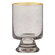 Gold Rimmed Old Fashioned Drinkware Clear Seeded Glass Grey 4.75 in H Pack of 4