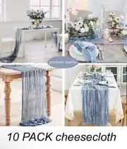 Cheesecloth Table Runner Dusty Blue 10pk 10Ft Cheese Cloth Rustic Gauze Wedding