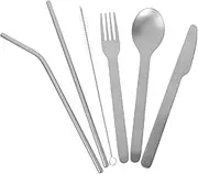 CHILDWEET Piece Stainless Cutlery Set Reusable Utensils for Parties Buffet Serving Fork Spoon Straws Portable Tableware Case