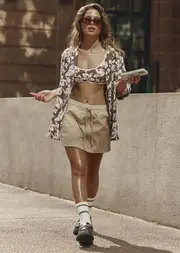 [Lorna Jane] Flashdance Mini Skirt in Brown, Size - Small S Oxford Tan