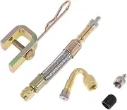 X AUTOHAUX 1 Set 45 Degree Copper Tire Valve Extension with Flexible Stainless Steel 100mm Tyre Valve Inflation Adapter for Car Motorcycle RV Truck Bike