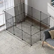AUKO Metal Pet Playpen Tent Cats Exercise Pen Crate Cage Kennel Dog Foldable Fence Yard Barrier Ideal for Guinea Pigs, Rabbit, Gerbil, Puppy, DIY Metal Wire Yard Fence (Black 20pcs Set)
