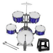 Kids Drum Set 5 Piece Toddlers Jazz Drum Kit with Stool Musical Instrument