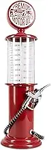 BLKSMITH Pump Liquor Dispenser for Home Bar | Vintage Style Red Plastic 30 Fl. oz Liquor Decanter for Man Cave Decor | Beverage Dispenser for Scotch, Vodka, Cocktails, Non-Alcoholic Drink and More