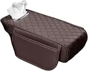 Car Armrests Car Center Console Protector Mat Thicken Armrest Storage Box Cushion Memory Foam Arm Rest Mat with Tissue Storage Pocket Console Armrest(Brown)