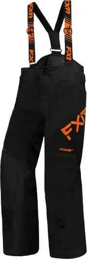 FXR Clutch 2023 Youth Snowmobile Bib Pants, black-orange, Size L 34 Black Orange