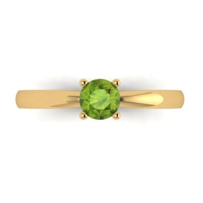 0.5Ct Round Cut Natural Peridot Solid Gold Solitaire Engagement Promise Ring