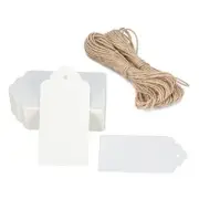 Gift Tags with String，2'' x 4'' Paper Gift Tags, 100PCS Rectangle Blank White