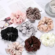 8 Pack Scrunchies for Hair, Hair Scrunchies for Women Girls, Soft Satin Scrunchy for Sleeping, Big Sleep Tie Scrunchie with Elastic Hair Bands for Thick Thin Fine Curly Hair