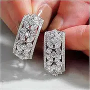Ear Studs Huitan Geometric Long Stud Earrings for Women Full Paved Brilliant Cubic Zirconia Stone Fashion Wedding Engagement Jewelry Ear Stud