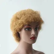 wigs for women Curly Bob Human Hair Wigs Color for Women Short Pixie Cut Wig Human Hair Wig wig with bangs(Honey blonde)