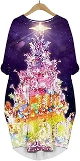 [ESOMAVRIX] Merry Christmas Dress 3D Printed Christmas Tree Snowman Lady Long-Sleeved Street Dress /1498