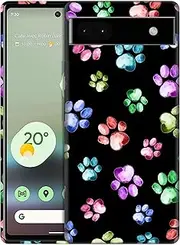 [GlamCase] for Google Pixel 6A 5G, Google Pixel 6A 5G Case - Dog Paw Watercolour Print Printed Slim & Sleek Cute Plastic Hard Snap on Protective Designer Back Phone Case/Cover for Pixel 6A 5G White
