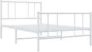 vidaXL White King Single Size Bed Frame with Metal Slat Support, Headboard & Footboard, Powder-Coated Steel Construction