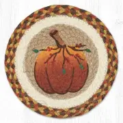 Harvest Pumpkin 10" Round Trivet Earth Rugs, Braided Jute, Fall Autumn Table Mat