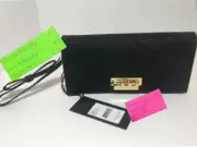 $250 Stunning Zac Posen BNWT Black Glitter Earthette Wallet Wristlet