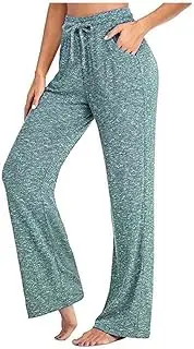 [Flyself] Women's Wide Leg Leggings Bootcut Sports Pants for Pilates Gym Yoga Running Workout Joggers Pyjama Trousers with Pockets