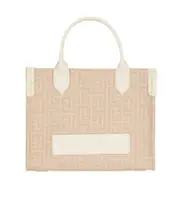 B-Army Small monogrammed canvas and leather tote bag One size beige