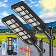 LED Solar Street Light Security Flood Lamp 12500000lm Motion Sensor Outdoor Wall