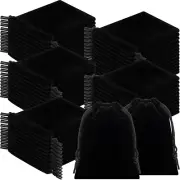 100 Pieces Velvet Drawstring Bags Jewelry Pouches for Christmas 2.76 X 3.54 Inch