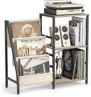 VINCOURNA Vinyl Record Storage, Record Player Stand with 3-Tier Vinyl Storage, Turntable Stand Up to 200 Albums, (White & Black)