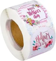 HOODANCOS 1 Roll Mother's Day Stickers Decorative Packing Labels for Round Sealing Stickers with Simple Patterns Easy to Peel and Stick for Celebrating Moms
