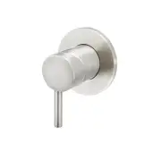 Round Brass Basin/Bath Short Pin Lever Mixer - Wall Mounted - PVD Brushed Nickel