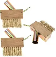 MERRYHAPY Scrub Brush for Floor Cleaning 3pcs Steel Wire Brush Long Handle for Tile Grout Brush and Paver Removal Tool