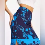 Ted Baker London Women Selaah Dark- Blue Flat Front Split Maxi Skirt. Size 2 New