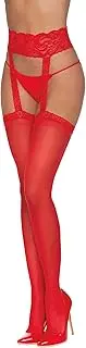 Dreamgirl Women's Standard Sheer Thigh High Pantyhose Hosiery Nylons Stockings with Comfort Lace Top Anti-Slip Elastic Band