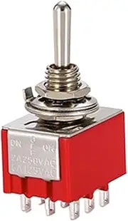 EKSIL 1/4 PCS,9Pin,Toggle Switches,Red,2/3 Position,ON-Off/ON-Off-ON,DPDT,Mini Switch,6A/125V-3A/250V AC,MTS-302,Push Button Switche(MTS-303 ON-Off-ON,4PCS)