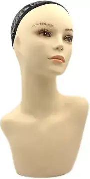 17-Inch Female Mannequin Head Form with Eyelashes and Lips Display Stand for Wig