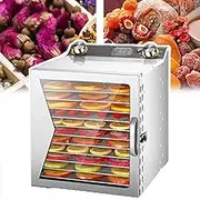 6/8/12 Stainless Steel Food Dehydrator Machine(400w), Home Food Dehydrator, Timing: 0-12 Hours+Temperature: 35-90 ℃, Layer Spacing: 2.5cm+Built-in Fan, for Fruit,12 Layers