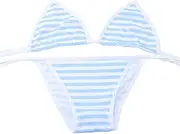 [SINMIUANIME] Womens Lingerie Japanese Cute Striped Micro Rikini Role Play Bra and Panty Set Sexy