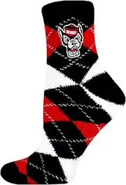 DB Fan Gear North Carolina State Wolfpack Argyle Fuzzy Socks - NCAA Officially Licensed, Black, One Size