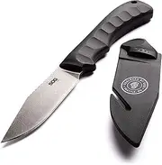 SOG Ace Field Fixed Blade Knife- Full Tang 3.8 Inch Clip Point Blade Survival Knife w/Cord Cutting Sheath and Easy-Grip Handle (ACE1001-CP), Black