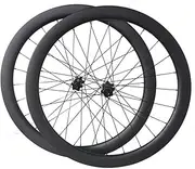 Carbon Wheelset 700C Disc Brake Road Bike Wheel Set 46/50/58mm Superlight Bike Rim Thru-Axle Hub Front 24H Rear 24H Sealed Bearings(58mm)