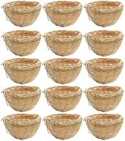 15x Handmade Bamboo Wicker Canary Nest Pans for Cage Hanging