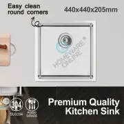 Handmade 304 Stainless Steel Single Bowl Kitchen Sink Top/Undermount 440x440mm