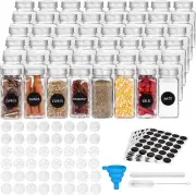 24 Pack Glass Spice Jars w/ Spice Labels 4oz Empty Square Glass Jars with 3 Type