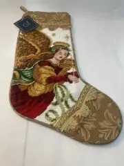 Vintage Angel Harp Needle Point Christmas Stocking C&F Enterprises New w/Tags