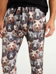 Peter Alexander Men's Grizzly Bear Fleece Jogger PJ Pants Size XS