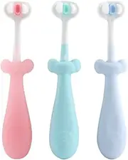 FOMIYES 3 Sided Toothbrush, Three Bristles for Special Needs Kids 3pcs Soft Bristles Baby Toothbrush Cute Toddler Toothbrush Non Slip