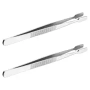 2pcs Flat Tip Scissor Tweezers Stamp Tongs Flat Ended Tweezers Stamp Tweezers