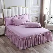 Bed Valance Skirt, Fashion Girl Bed Skirt Bed Sheet Soft Sanding Bedspread Anti-Skip Bed Skirt Single/Double Queen King Size，Fitted Sheet Cover，Bed Cover